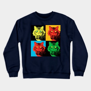 CAT POP ART  YELLOW RED GREEN Crewneck Sweatshirt